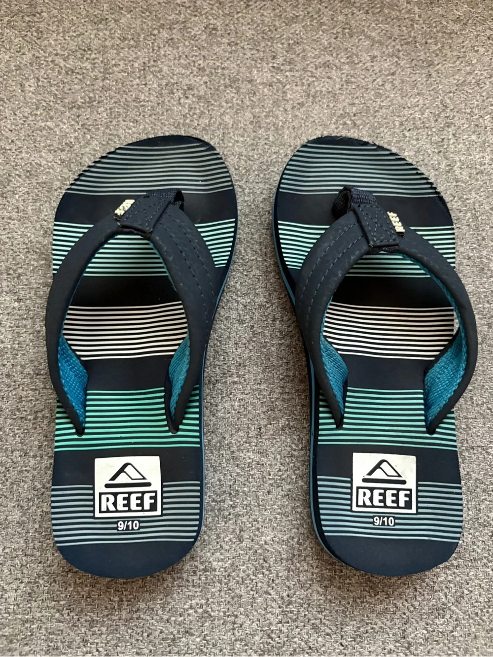 Reef Kids’s Black, Teal & White Striped Flip Flops
